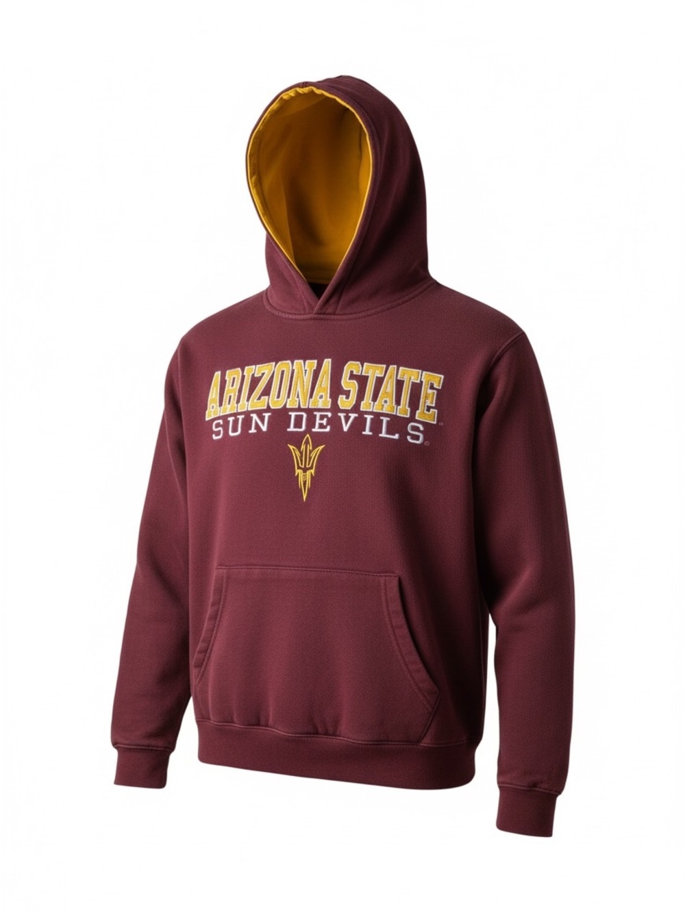 Stadium Athletics Maroon Hoodie with Gold Lining & Arizona State Logo Youth Lg